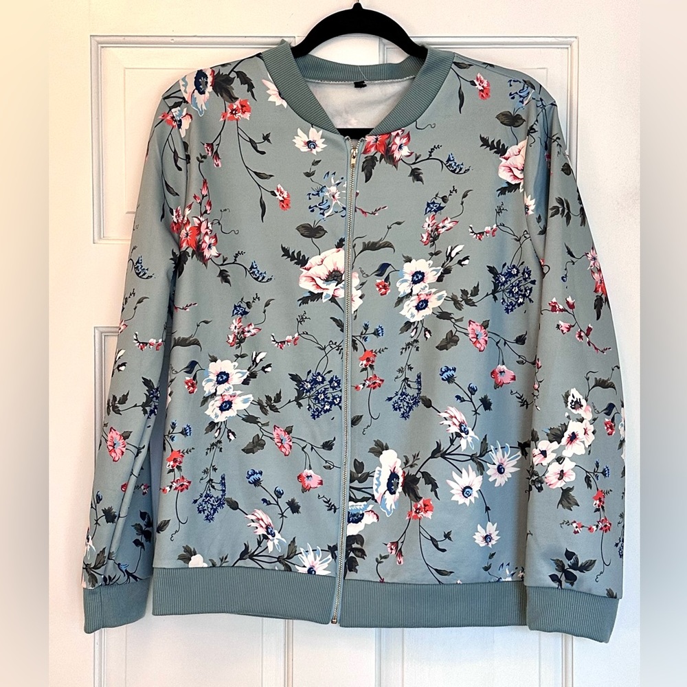 Floral Satin Jacket - Size Large